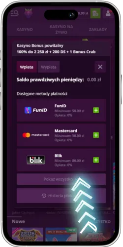 wybór bonusu podczas rejestracji Malina Casino