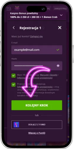 rejestracja na stronie internetowej Malina Casino